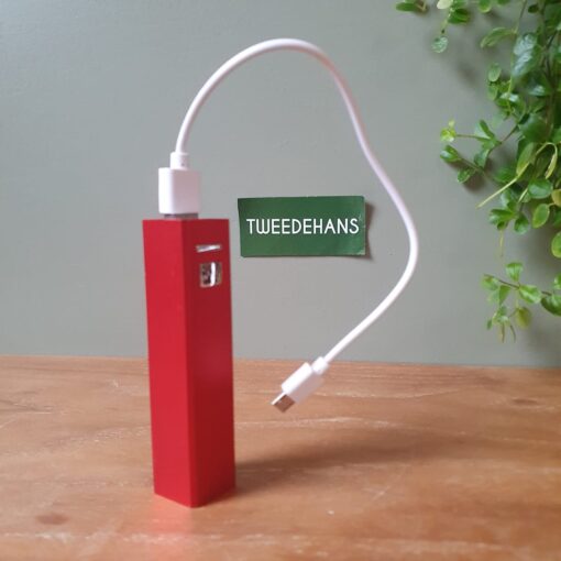 USB Powerbank | Aluminium | 2600 mAh accu | Rood - Afbeelding 2