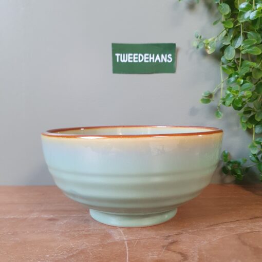 Schaaltje | Blauwgroen met bruine rand