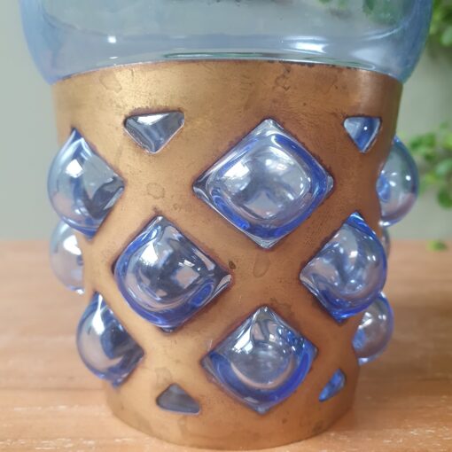 Waxinelichthoudertje | Blauw met goud - Afbeelding 2