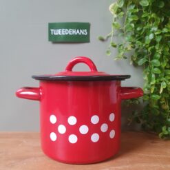Pan | Rood met witte stippen | Emaille